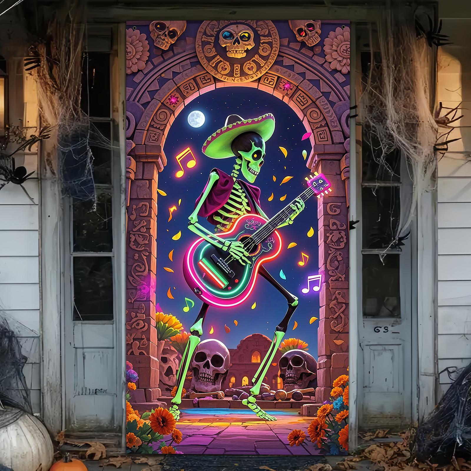 1Pcs Halloween Mexican Carnival Party Door to Door Decoration Skeleton Guitar Banner Decoration Home Door Terror Party Decor 90X180CM
1Pcs Halloween Mexican Carnival Party Door to Door Decoration Skeleton Guitar Banner Decoration Home Door Terror Party Decor 90X180CM