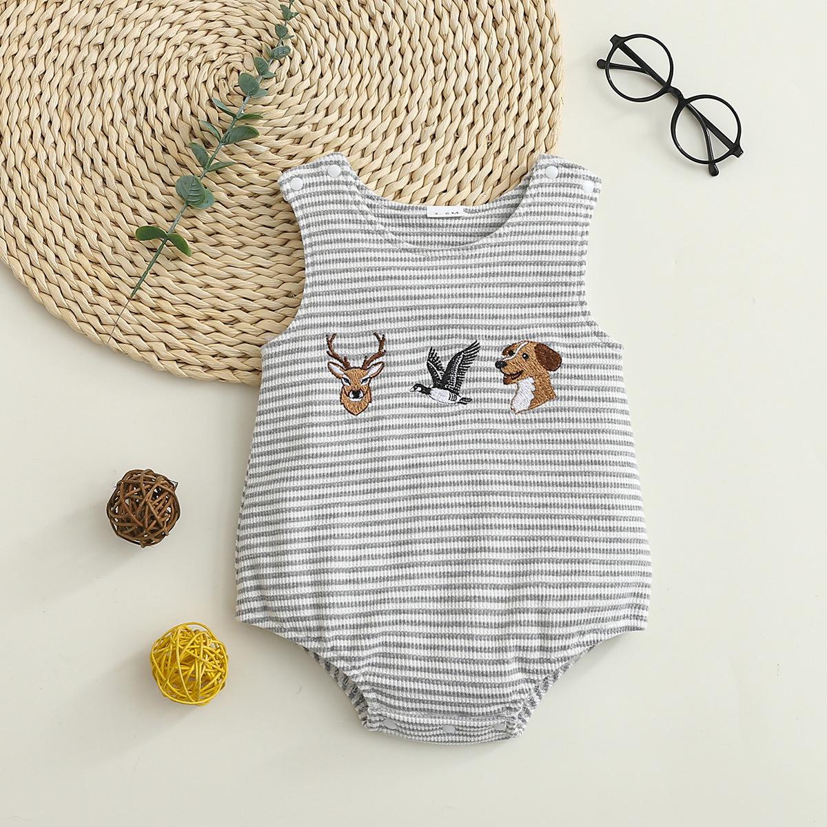 European Summer Baby Romper - Sleeveless Striped with Animal Embroidery for Boys & Girls 6-12 Months слоновая кость
European Summer Baby Romper - Sleeveless Striped with Animal Embroidery for Boys & Girls 6-12 Months слоновая кость