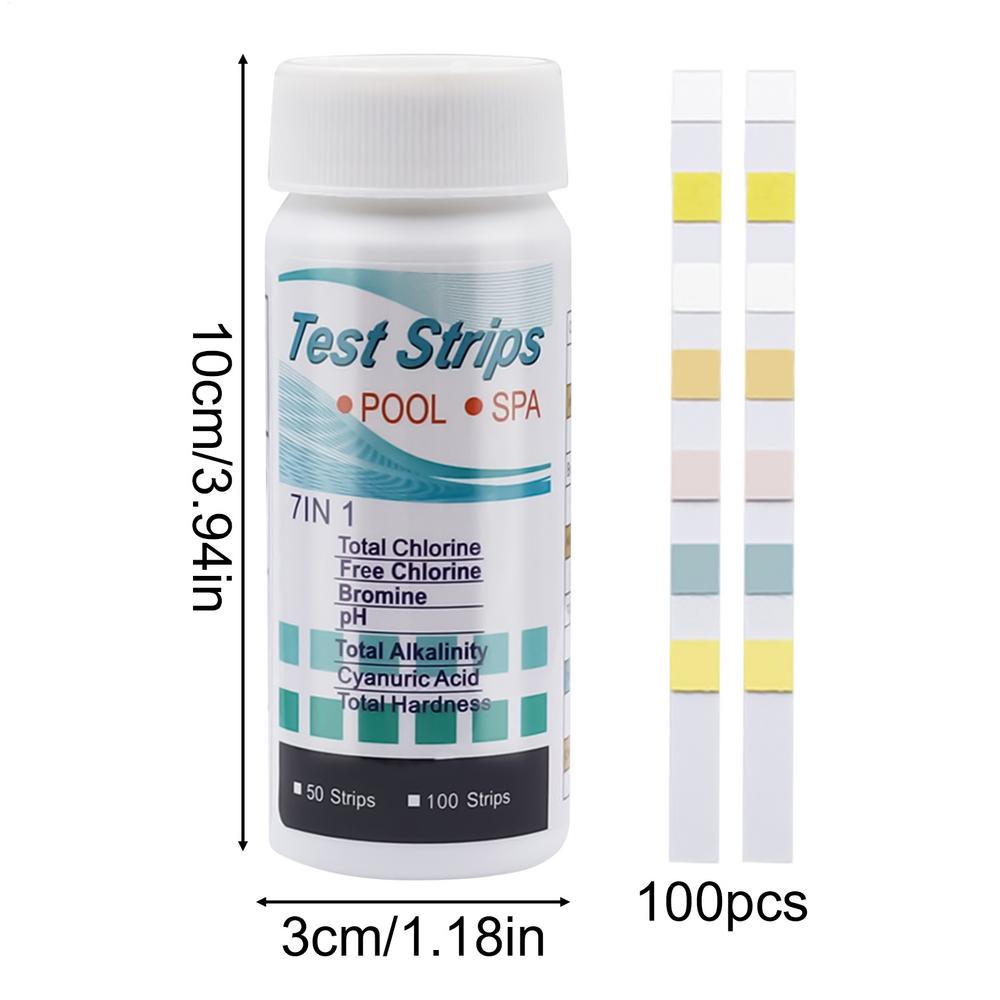 NEW 100 Strips 7 In 1 Multipurpose Chlorine PH Test Strips SPA Swimming Pool Water Tester Paper Hardness Tool PH Value Test Kits
NEW 100 Strips 7 In 1 Multipurpose Chlorine PH Test Strips SPA Swimming Pool Water Tester Paper Hardness Tool PH Value Test Kits