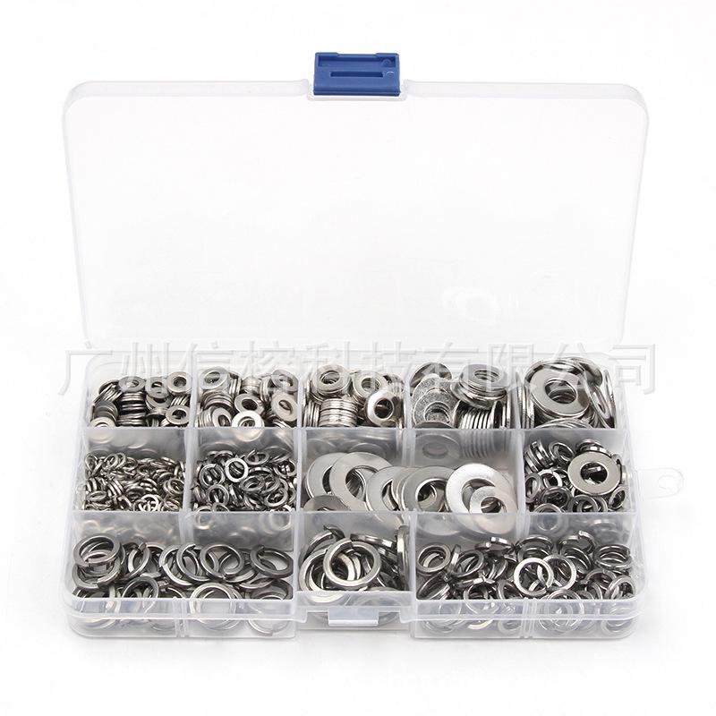 800-Piece 304 Stainless Steel Flat and Spring Washers Set
800-Piece 304 Stainless Steel Flat and Spring Washers Set