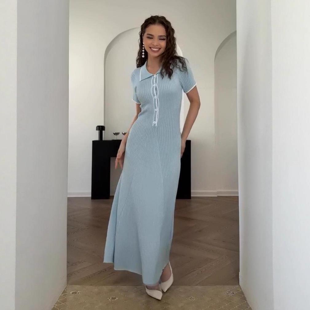 Жіноча осіння 2025 року європейська та американська повсякденна трикотажна сукня-поло на ґудзиках - з коротким рукавом, вільний приталений крій XL
Жіноча осіння 2025 року європейська та американська повсякденна трикотажна сукня-поло на ґудзиках - з коротким рукавом, вільний приталений крій XL