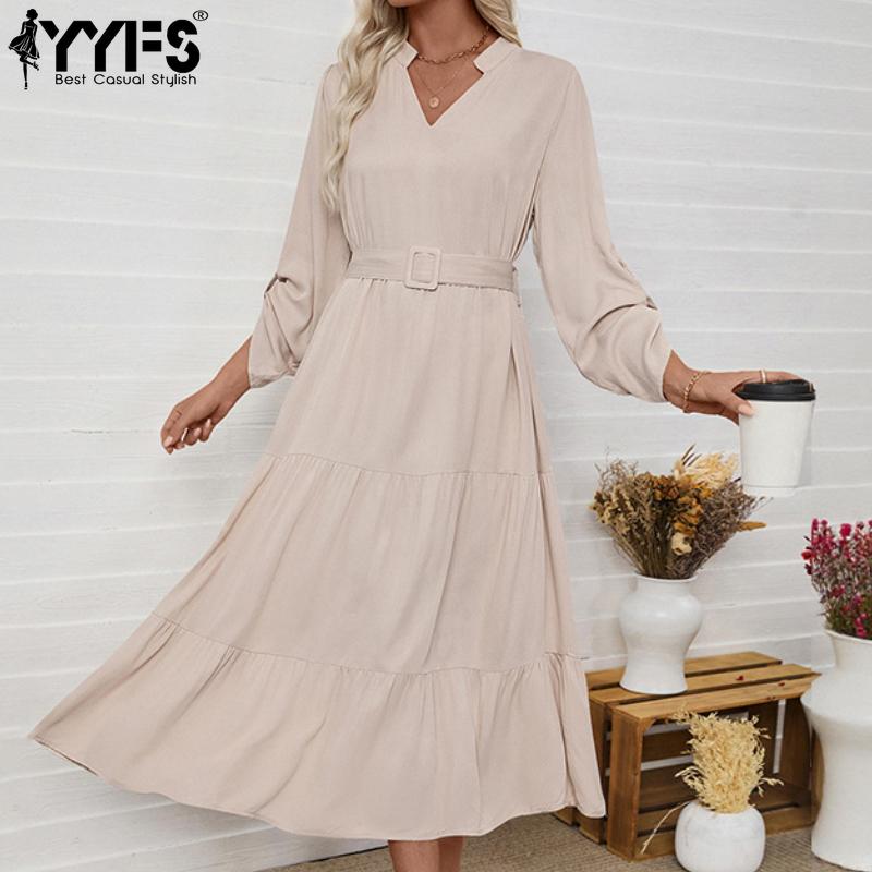 YYFS Жіноча мода весна осінь повсякденні сукні з довгим рукавом і V-подібним вирізом із однотонним принтом із високою талією XL абрикосовий
YYFS Жіноча мода весна осінь повсякденні сукні з довгим рукавом і V-подібним вирізом із однотонним принтом із високою талією XL абрикосовий