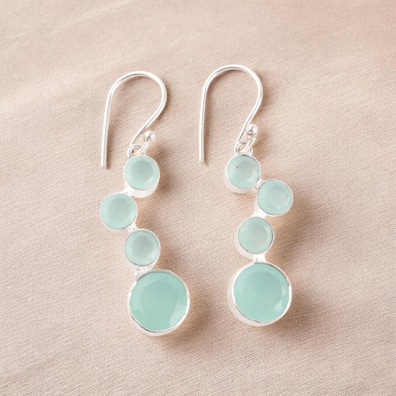 Aqua Chalcedony Gemstone Dangle Earrings 925 Sterling Silver Handcrafted Jewelry EE-161-18
Aqua Chalcedony Gemstone Dangle Earrings 925 Sterling Silver Handcrafted Jewelry EE-161-18