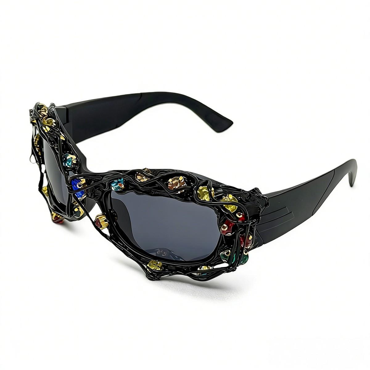 Y2K Futuristic Wrapped Wire Sunglasses Colorful Rhinestone Punk Shades Cyber Streetwear UV400 Trendy Party Glasses for Women чорний
Y2K Futuristic Wrapped Wire Sunglasses Colorful Rhinestone Punk Shades Cyber Streetwear UV400 Trendy Party Glasses for Women чорний