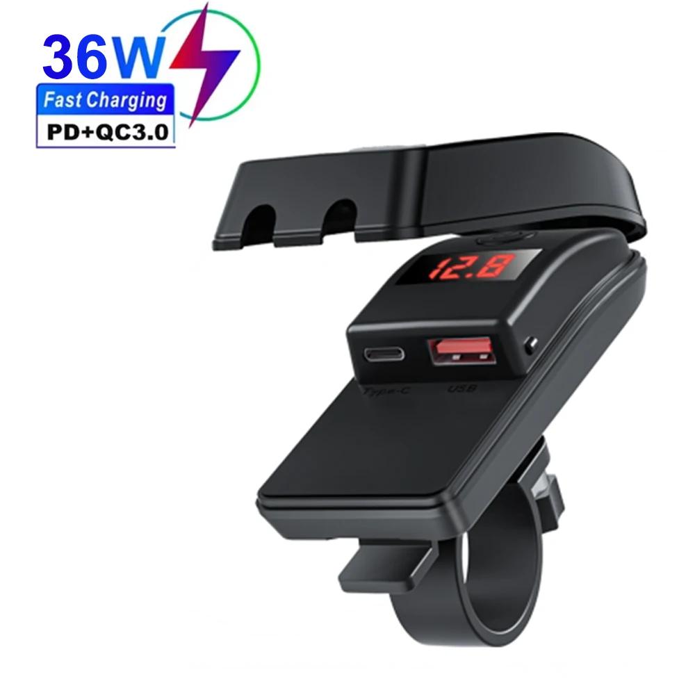PD QC3.0 Motorcycle USB Fast Charger 36W Handlebar USB Type C Socket with Switch Voltmeter Waterproof 12V Power Supply Adapter чорний
PD QC3.0 Motorcycle USB Fast Charger 36W Handlebar USB Type C Socket with Switch Voltmeter Waterproof 12V Power Supply Adapter чорний
