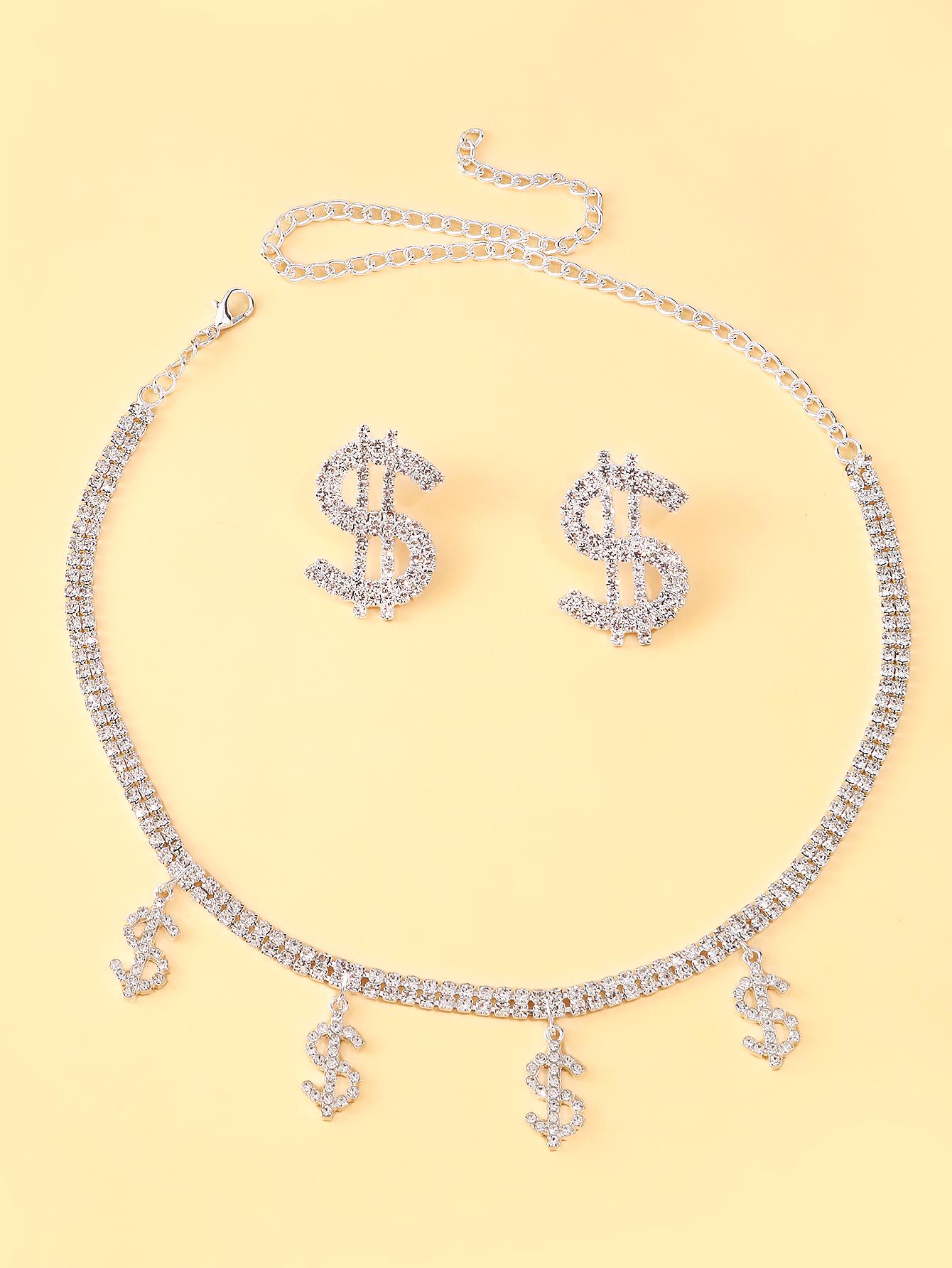StoneFans Stylish And Gorgeous Rhinestone Jewelry Set Classic Dollar Pendant Necklace Earrings Set For Women Banquet Party
StoneFans Stylish And Gorgeous Rhinestone Jewelry Set Classic Dollar Pendant Necklace Earrings Set For Women Banquet Party