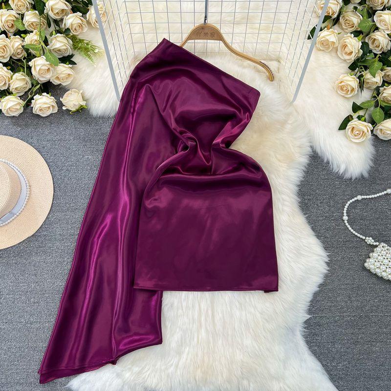 Accessible Luxury Socialite One-Shoulder Cold-Shoulder Glossy Surface Dress Acetic Acid Fuchsia S
Accessible Luxury Socialite One-Shoulder Cold-Shoulder Glossy Surface Dress Acetic Acid Fuchsia S
