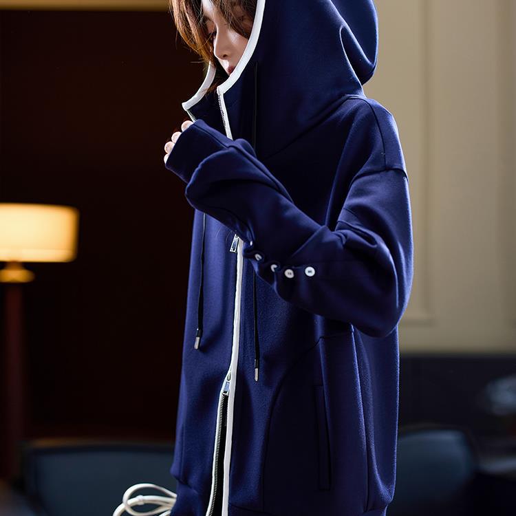 Casual Contrasting Color Hooded Jacket Women s Autumn Foreign Loose Top New Large Size Women s Clothing XL темно-синього кольору
Casual Contrasting Color Hooded Jacket Women s Autumn Foreign Loose Top New Large Size Women s Clothing XL темно-синього кольору