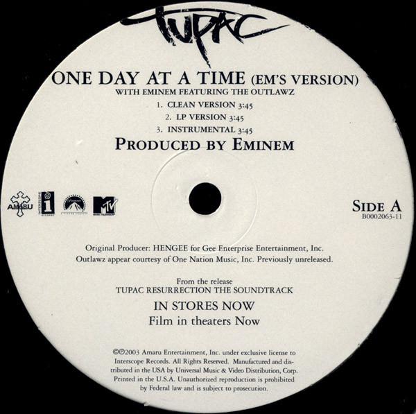 12inch Record 2PAC, EMINEM, OUTLAWZ - One Day At A Time (Em s Version) B000206311 Amaru Entertain 2003 US Rap & Hip-Hop/R&B Used
12inch Record 2PAC, EMINEM, OUTLAWZ - One Day At A Time (Em s Version) B000206311 Amaru Entertain 2003 US Rap & Hip-Hop/R&B Used
