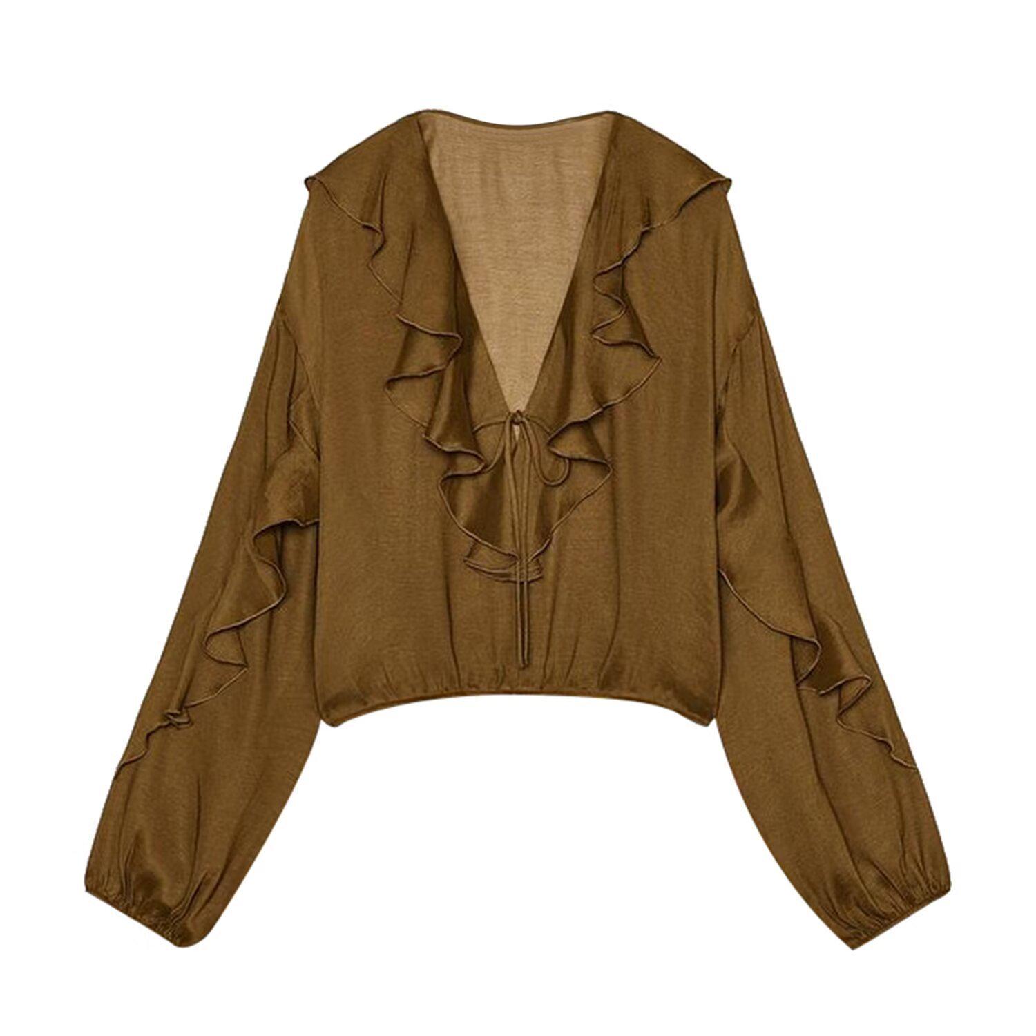 Элегантная женская рубашка ZA с V-образным вырезом, многослойными длинными рукавами и текстурой, 2025 Large коричневый
Элегантная женская рубашка ZA с V-образным вырезом, многослойными длинными рукавами и текстурой, 2025 Large коричневый