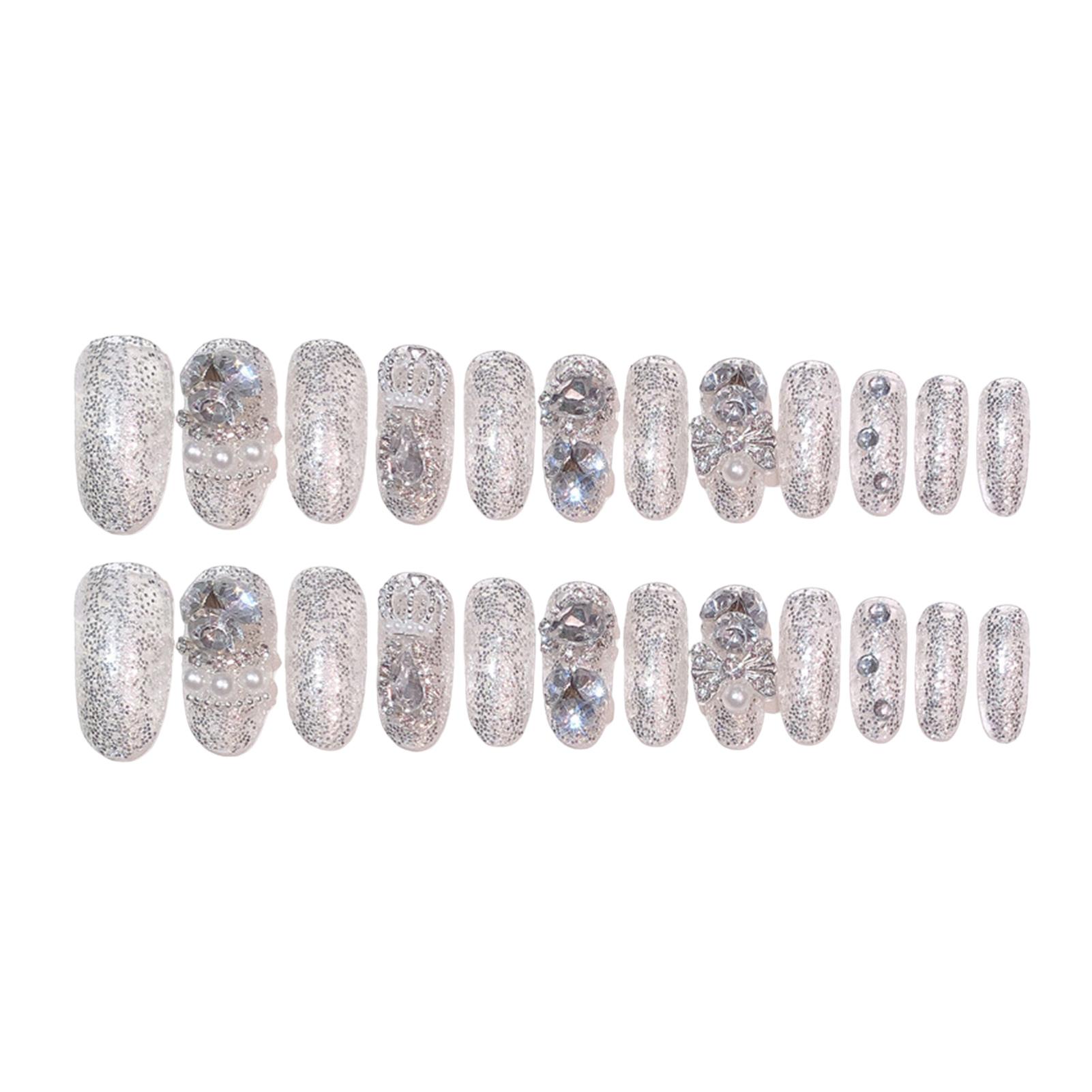 U36 24pcs Full Rhinestones Bridal Press-on Nail Long Lasting Full Coverage Pearl Fake Nail Matching with Bracelet and Necklaces
U36 24pcs Full Rhinestones Bridal Press-on Nail Long Lasting Full Coverage Pearl Fake Nail Matching with Bracelet and Necklaces