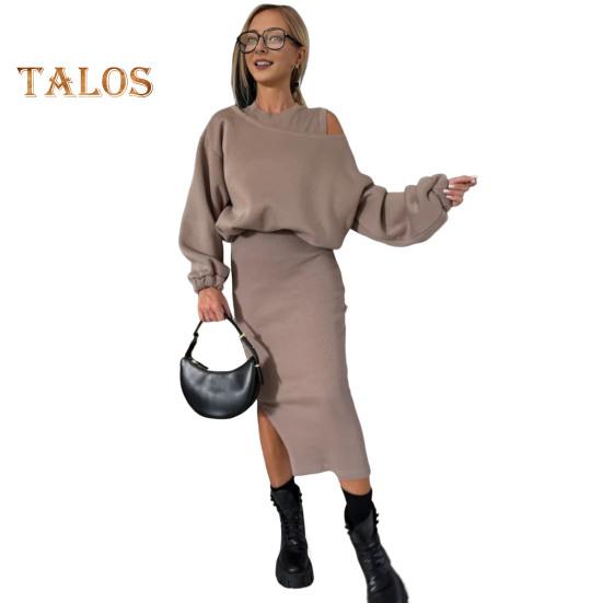 2 шт./комплект, женское платье-свитшот, круглый вырез, длинный рукав «летучая мышь», свободный топ, облегающее платье миди с разрезом, повседневный наряд для поездок на работу, плотный, осень-зима S кофейный
2 шт./комплект, женское платье-свитшот, круглый вырез, длинный рукав «летучая мышь», свободный топ, облегающее платье миди с разрезом, повседневный наряд для поездок на работу, плотный, осень-зима S кофейный