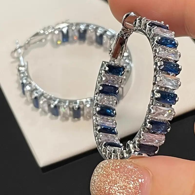 1 Pair Silvery Color Rectangle Cut Blue White Stone Hoop Earrings Women Wedding Drop Earrings Jewelry Without Card, Without Battery синий
1 Pair Silvery Color Rectangle Cut Blue White Stone Hoop Earrings Women Wedding Drop Earrings Jewelry Without Card, Without Battery синий