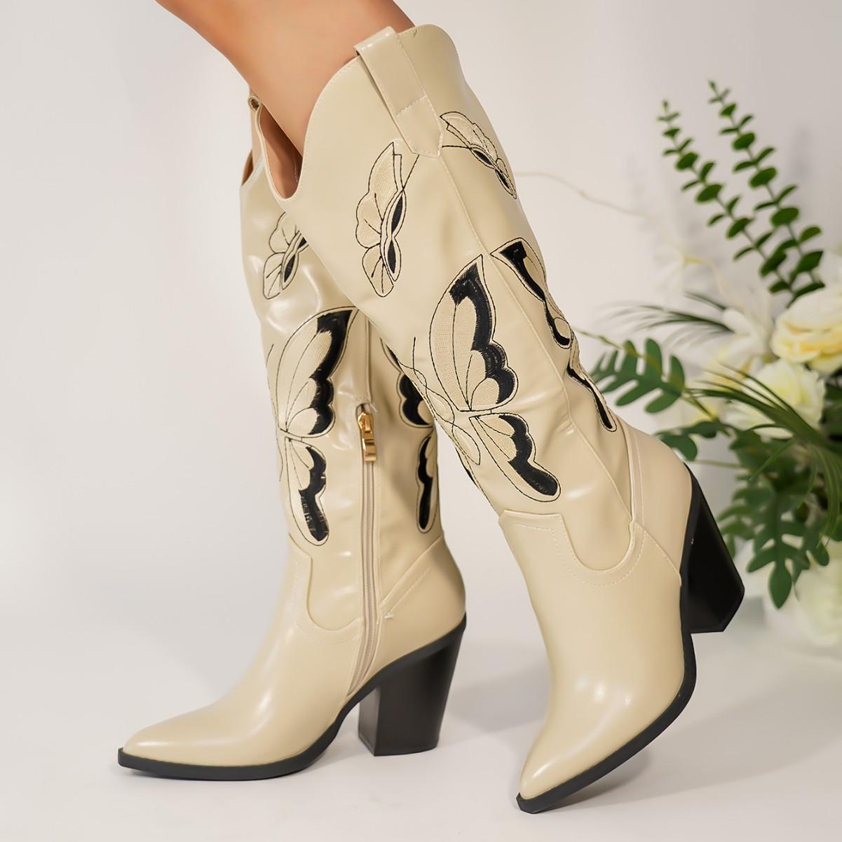 New versatile pointed high-heeled butterfly embroidered knight boots retro height-enhancing fashion boots 41
New versatile pointed high-heeled butterfly embroidered knight boots retro height-enhancing fashion boots 41