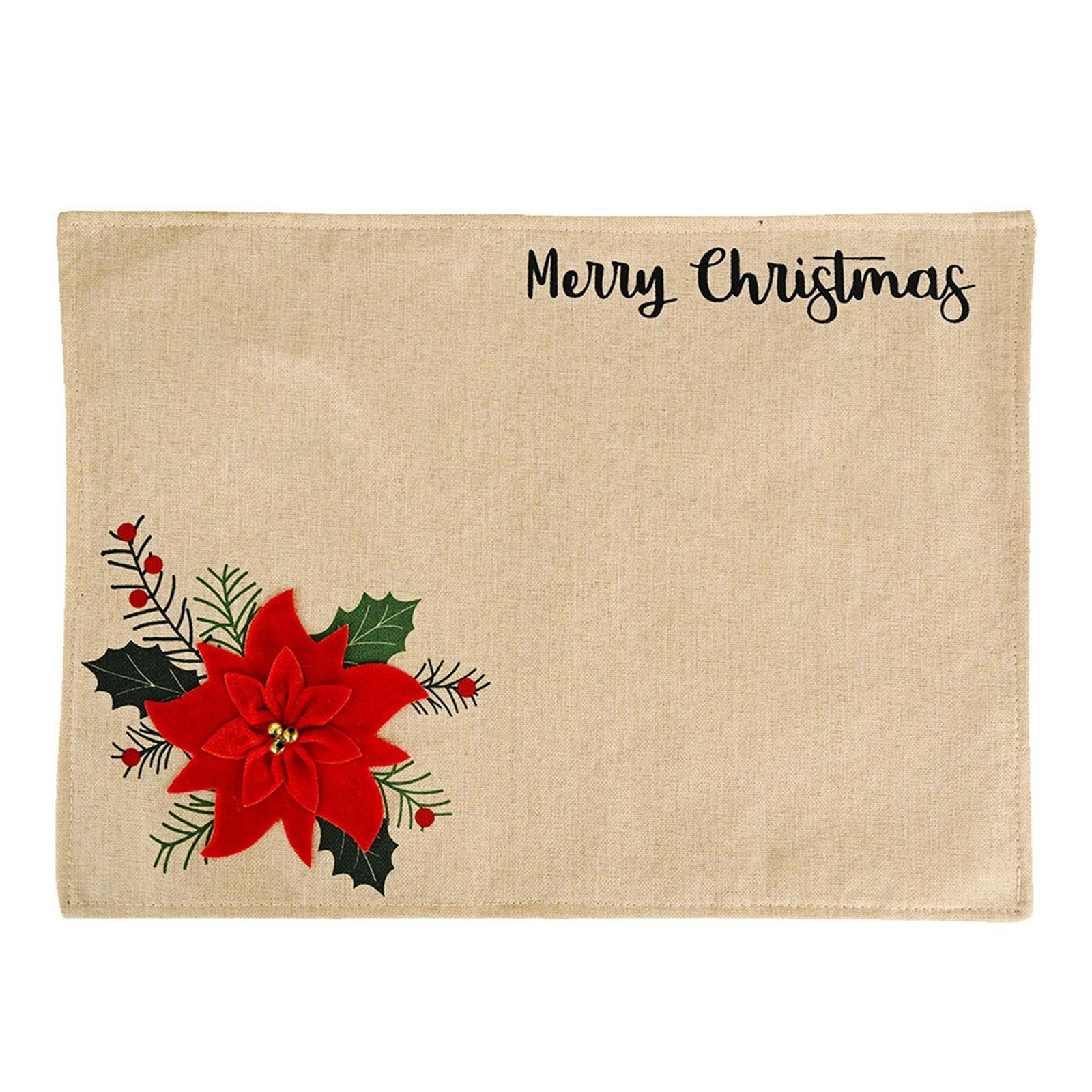 Christmas Poinsettia Placemat Tablecloth Set Holiday Dining Decoration Fabric Durable Reusable Seasonal Table Cover for Home Kitchen One Size
Christmas Poinsettia Placemat Tablecloth Set Holiday Dining Decoration Fabric Durable Reusable Seasonal Table Cover for Home Kitchen One Size