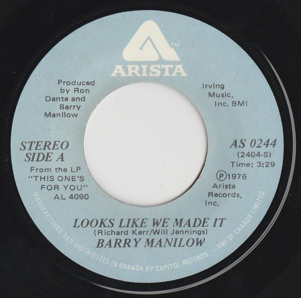 7inch Record BARRY MANILOW - Looks Like We Made It AS0244 ARISTA 1977 Canada Rock Used
7inch Record BARRY MANILOW - Looks Like We Made It AS0244 ARISTA 1977 Canada Rock Used