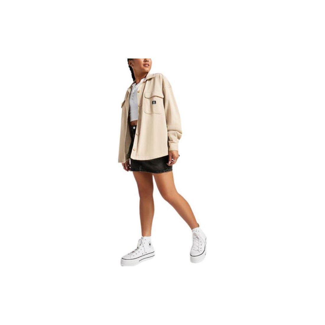 Converse Solid Color Flip Collar Pocket Long Sleeve Shirt Women Tops Khaki 10026034-A05
Converse Solid Color Flip Collar Pocket Long Sleeve Shirt Women Tops Khaki 10026034-A05