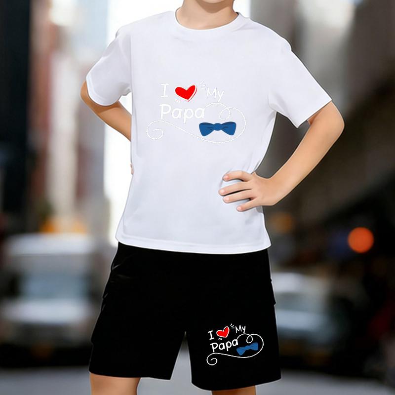 Boys 2 Piece Parent-child themed printed outfit, Short Sleeve T-Shirt and Shorts Set for Kids Age 5-14, White,Black Sporty Casual Summer Clothes 13-14 Years
Boys 2 Piece Parent-child themed printed outfit, Short Sleeve T-Shirt and Shorts Set for Kids Age 5-14, White,Black Sporty Casual Summer Clothes 13-14 Years