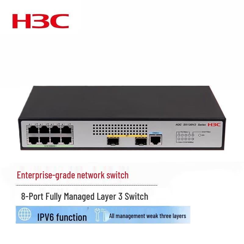H3C S5130V2-10P-LI 8GE+2SFP Managed Gigabit Switch
H3C S5130V2-10P-LI 8GE+2SFP Managed Gigabit Switch