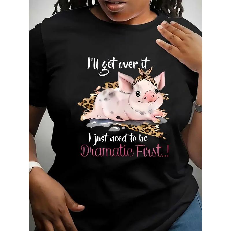 European sizes 1pc Women S Casual Crew Neck T-Shirt with Cartoon Pig Print, Fashionable Short Sleeve Top 4XL
European sizes 1pc Women S Casual Crew Neck T-Shirt with Cartoon Pig Print, Fashionable Short Sleeve Top 4XL