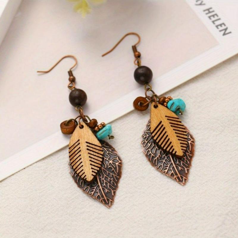 Bohemian Leaf Pendant Necklace and Earrings, Vintage Tribal Style Iron Jewelry for Women, Versatile for Daily Wear and Vacation
Bohemian Leaf Pendant Necklace and Earrings, Vintage Tribal Style Iron Jewelry for Women, Versatile for Daily Wear and Vacation
