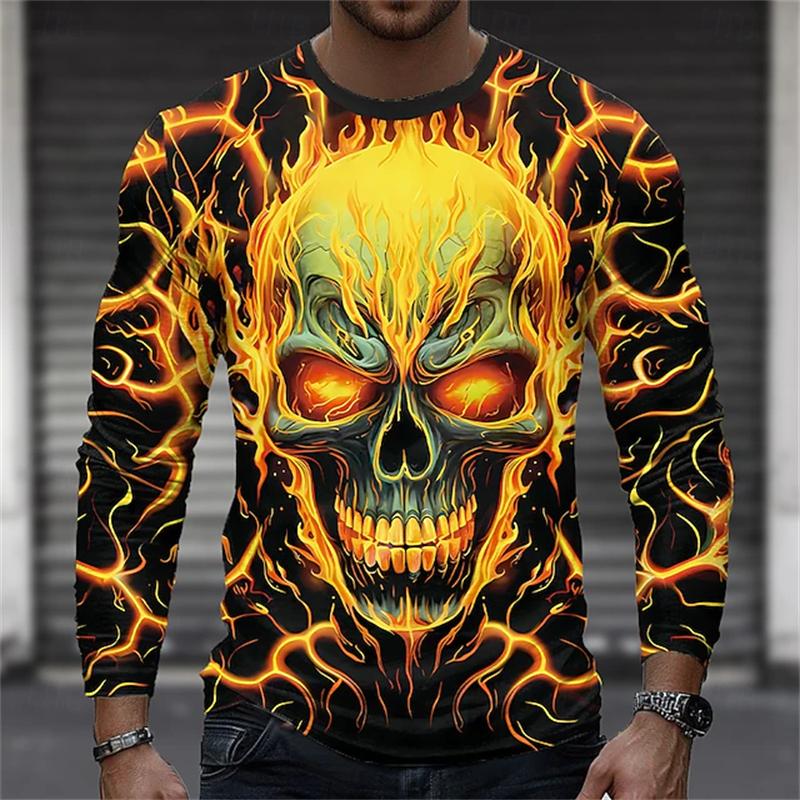 Flame Skull Print Men s T-shirt Fashion Round-neck Oversized T-shirt Autumn Hip-hop Long Sleeve T-shirt Top Women s Clothing S
Flame Skull Print Men s T-shirt Fashion Round-neck Oversized T-shirt Autumn Hip-hop Long Sleeve T-shirt Top Women s Clothing S