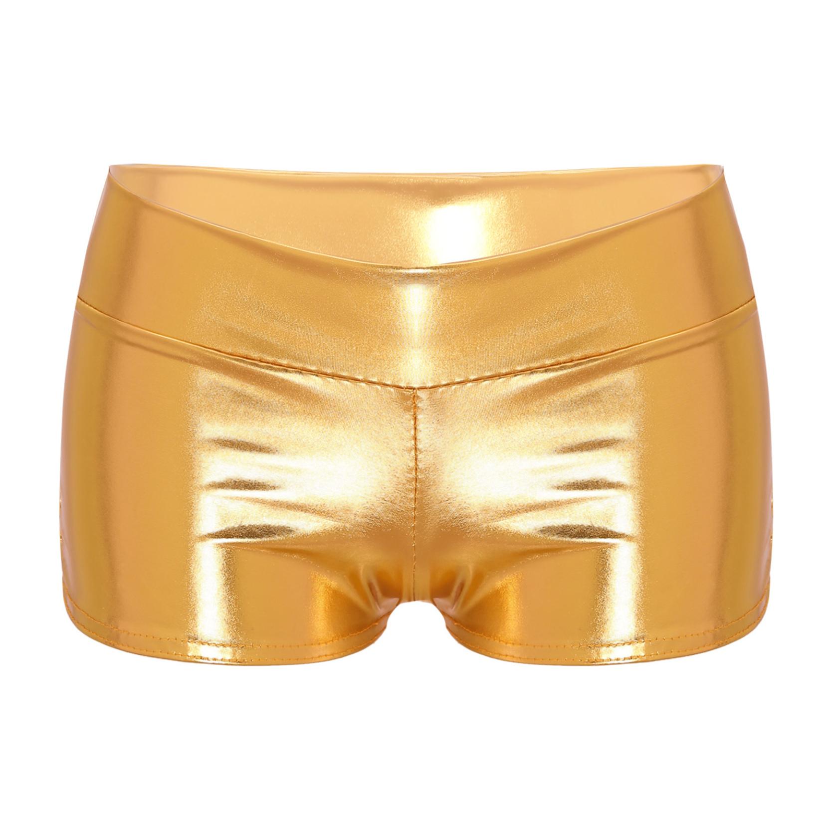 Женские блестящие шорты металлик с низкой посадкой, шорты для рейв-вечеринок, сценических танцев на пилоне, шорты для клуба, клубная одежда One Size