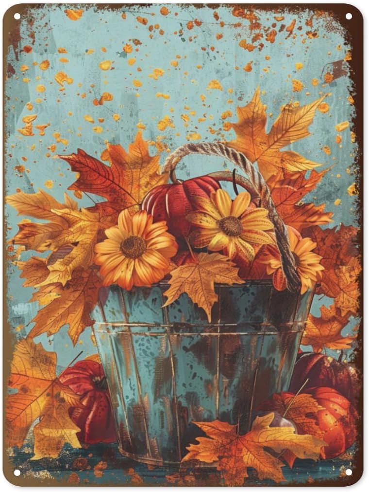 Fall Tin Sign Vintage Metal Autumn Wall Decor for Home Kitchen Porch and Garden Rustic Fall Harvest and Thanksgiving Deco 20x30cm(7.8x11.8inch)
Fall Tin Sign Vintage Metal Autumn Wall Decor for Home Kitchen Porch and Garden Rustic Fall Harvest and Thanksgiving Deco 20x30cm(7.8x11.8inch)