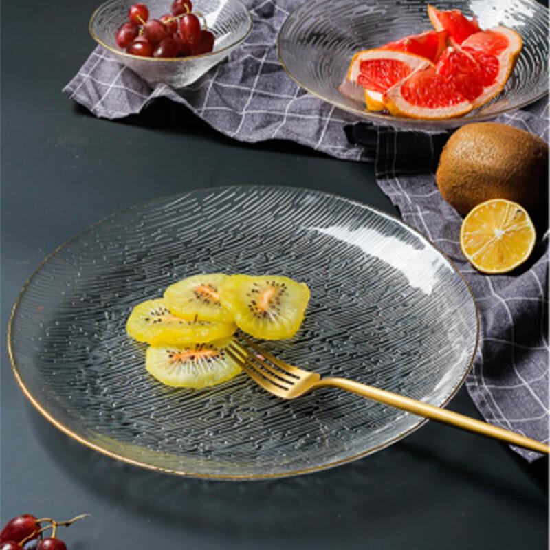 Japanese Style Gold Rim Striped Glass Dinner Plate
Japanese Style Gold Rim Striped Glass Dinner Plate