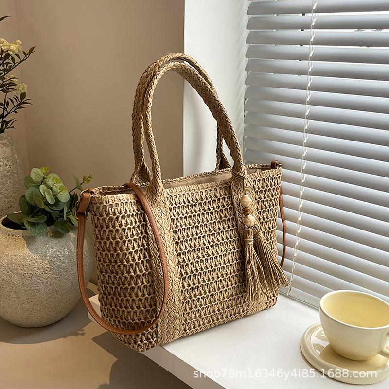 straw woven bag, beach large capacity tote bag, lazy style handbag, tassel shoulder bag
straw woven bag, beach large capacity tote bag, lazy style handbag, tassel shoulder bag