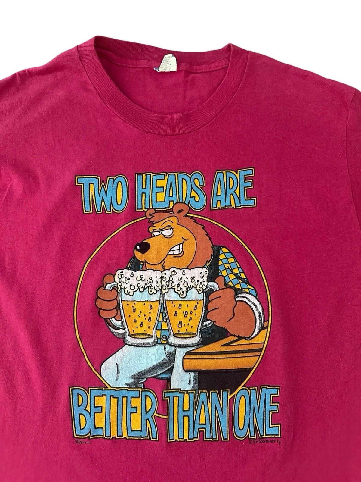 Vintage Two Heads Are Better Than One Beer T Shirt Men’s Large Pink Bear USA L
Vintage Two Heads Are Better Than One Beer T Shirt Men’s Large Pink Bear USA L