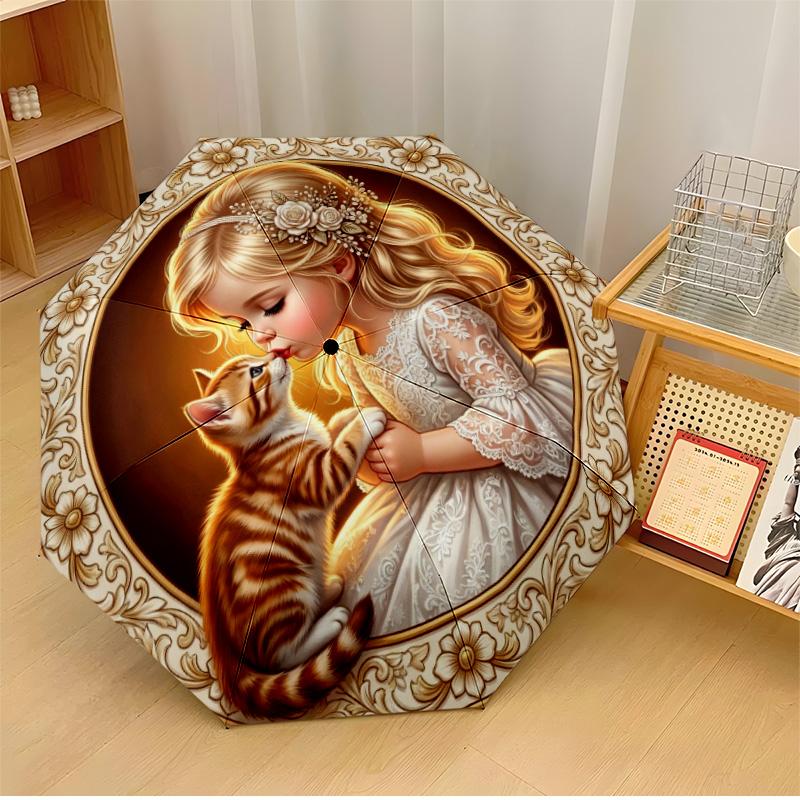 Fluffy Cat with Floral Wreath Printed umbrella windproof folding umbrella portable sun and rain umbrella suitable for gifting
Fluffy Cat with Floral Wreath Printed umbrella windproof folding umbrella portable sun and rain umbrella suitable for gifting