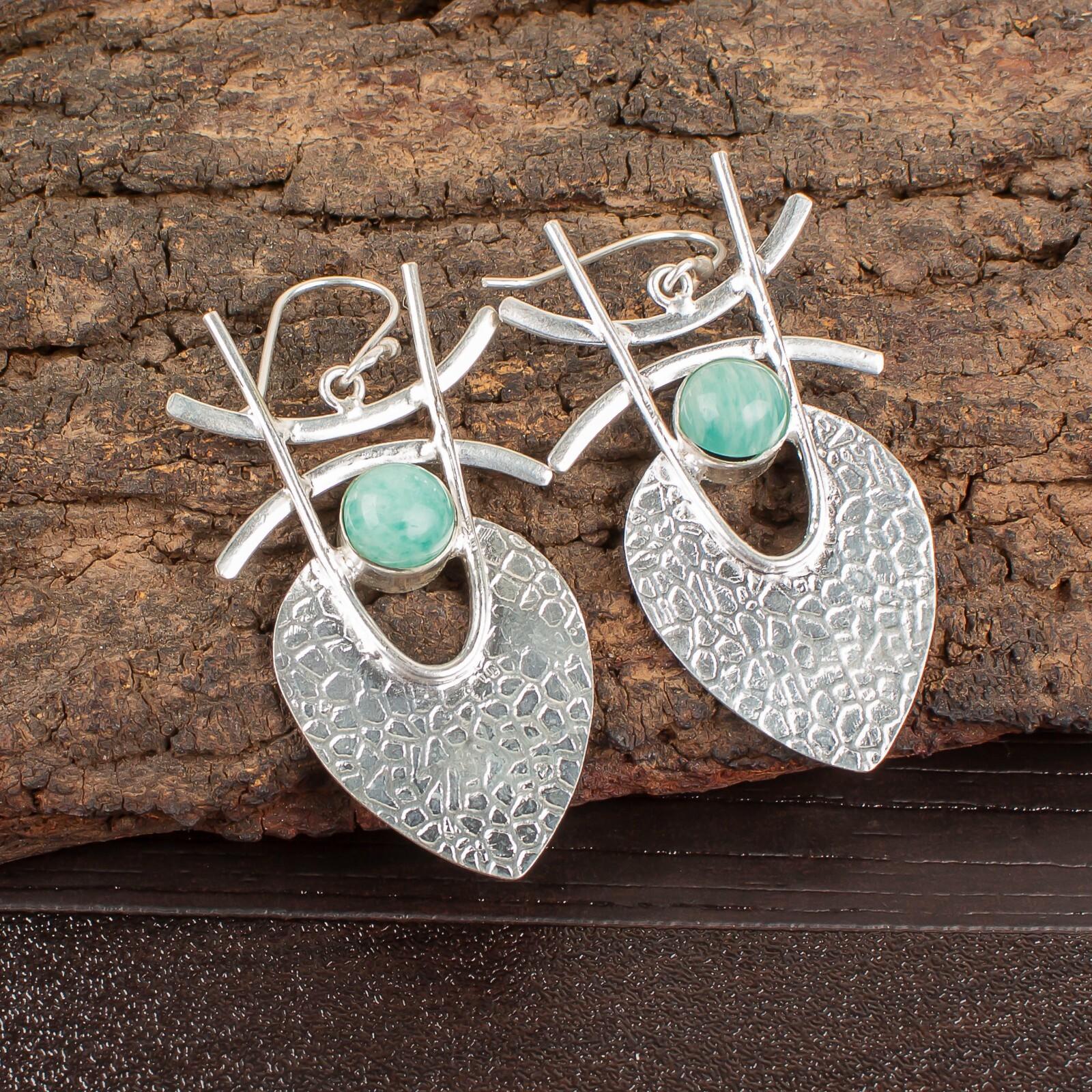 Natural Amazonite Gemstone 925 Sterling Silver Jewelry Handmade Earrings 1.78 EE-64-23
Natural Amazonite Gemstone 925 Sterling Silver Jewelry Handmade Earrings 1.78 EE-64-23