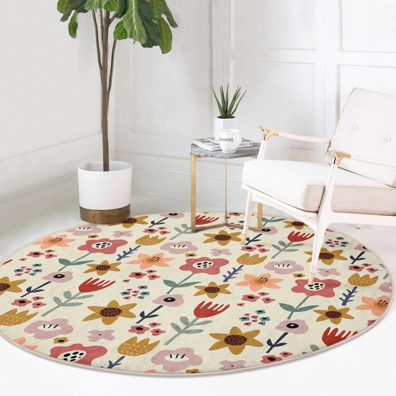 Floral Pattern Digital Printed Modern Colorful Living Room and Living Room Round Carpet With Washable Non Slip Base On Pastel Floor
Floral Pattern Digital Printed Modern Colorful Living Room and Living Room Round Carpet With Washable Non Slip Base On Pastel Floor