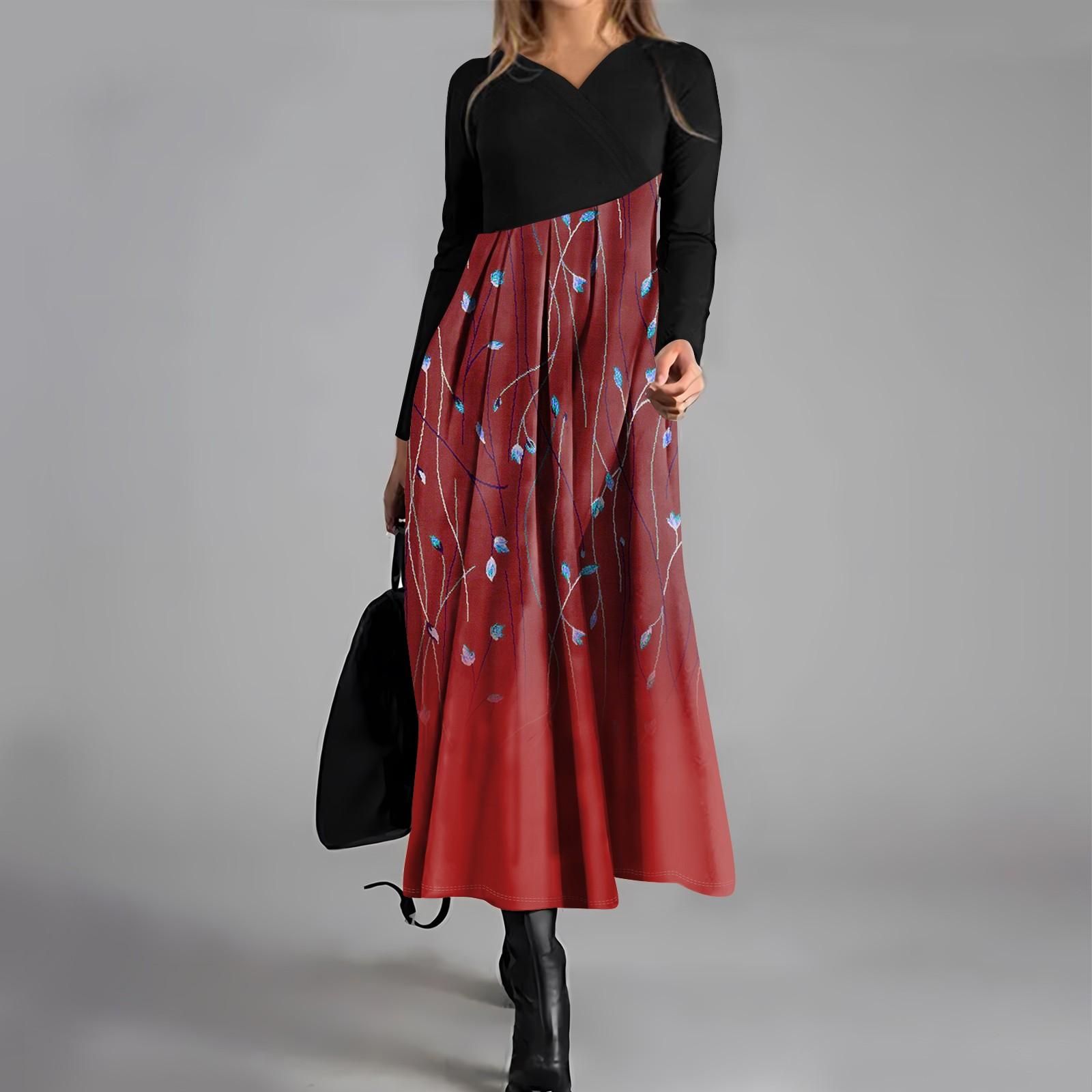 Женское повседневное платье с V-образным вырезом и длинными рукавами, свободное и объемное платье с принтом XL красный
Женское повседневное платье с V-образным вырезом и длинными рукавами, свободное и объемное платье с принтом XL красный