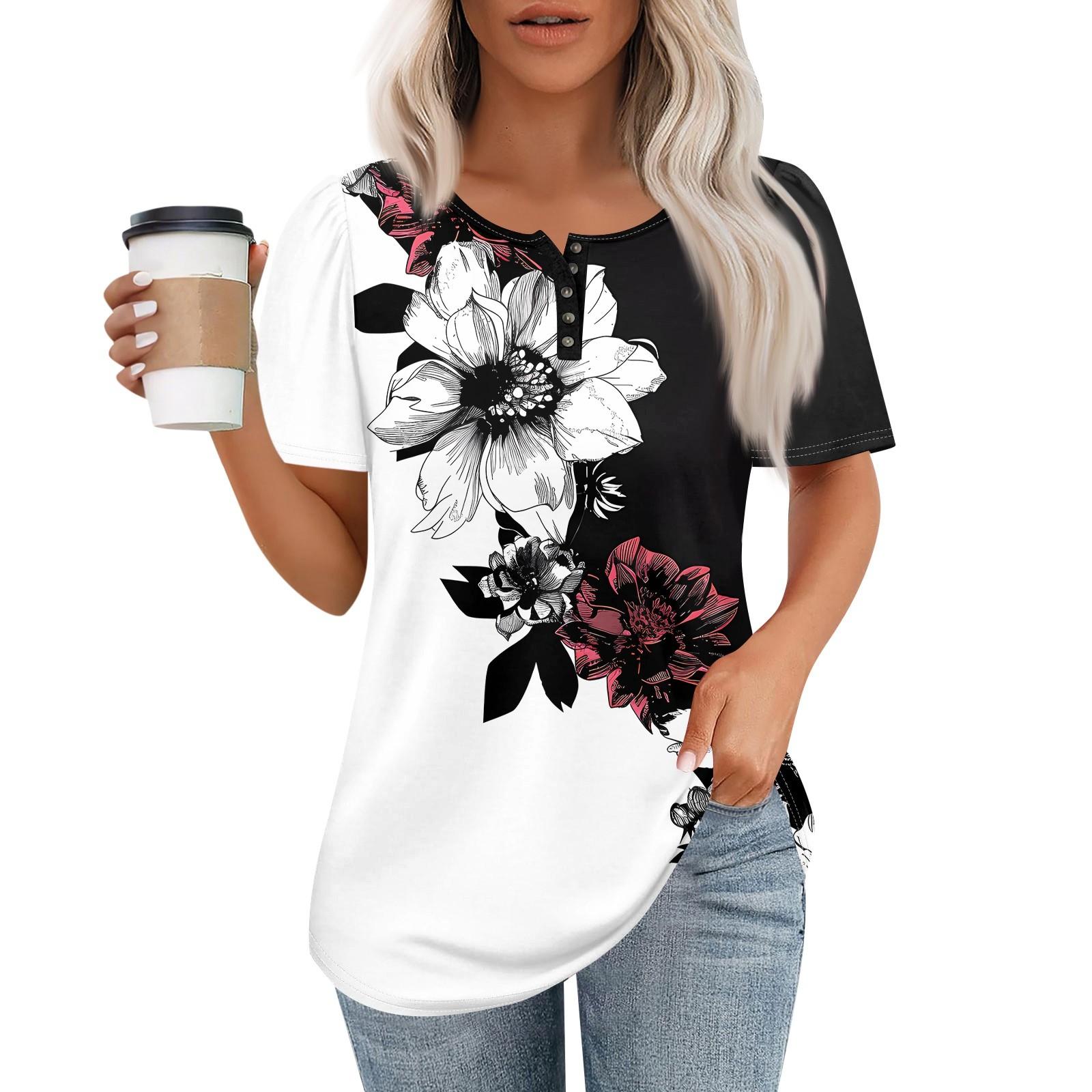 Женский модный повседневный короткий рукав пуловер с принтом на пуговицах и круглым вырезом XL белый
Женский модный повседневный короткий рукав пуловер с принтом на пуговицах и круглым вырезом XL белый