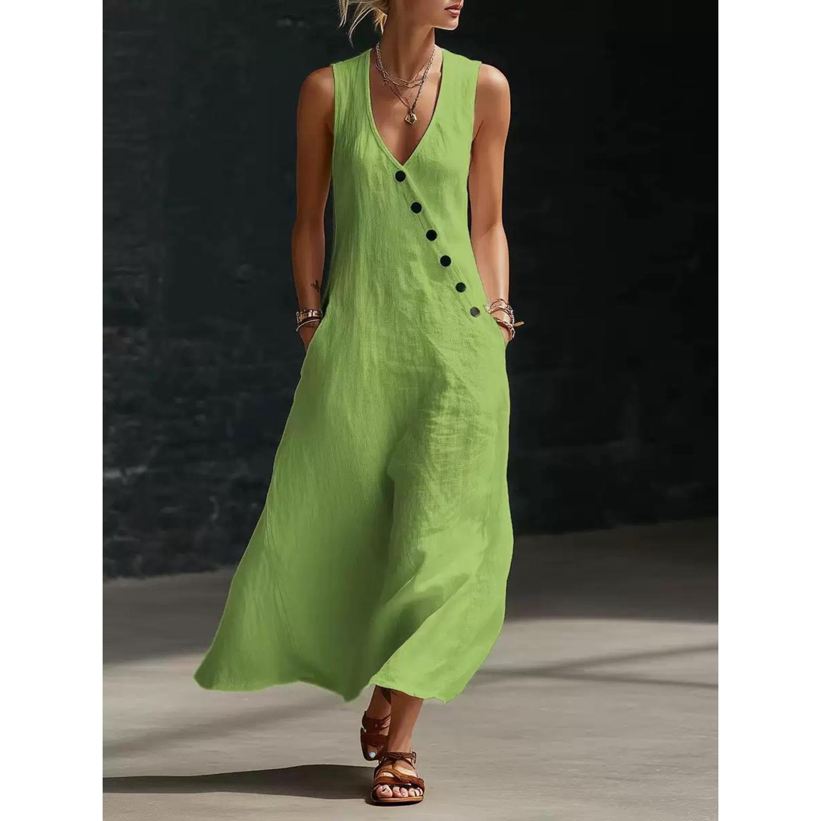 Casual Sleeveless Loose Maxi Dress Women Summer Fashion Solid Color V-neck Holliday Long Dresses Elegant XXXL зелений
Casual Sleeveless Loose Maxi Dress Women Summer Fashion Solid Color V-neck Holliday Long Dresses Elegant XXXL зелений