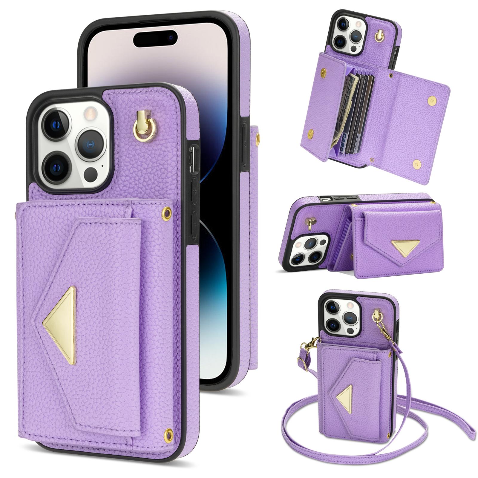 For iPhone 16 Pro Max Case Card Slots PU+TPU Cell Phone Cover with Long Strap Purple
For iPhone 16 Pro Max Case Card Slots PU+TPU Cell Phone Cover with Long Strap Purple