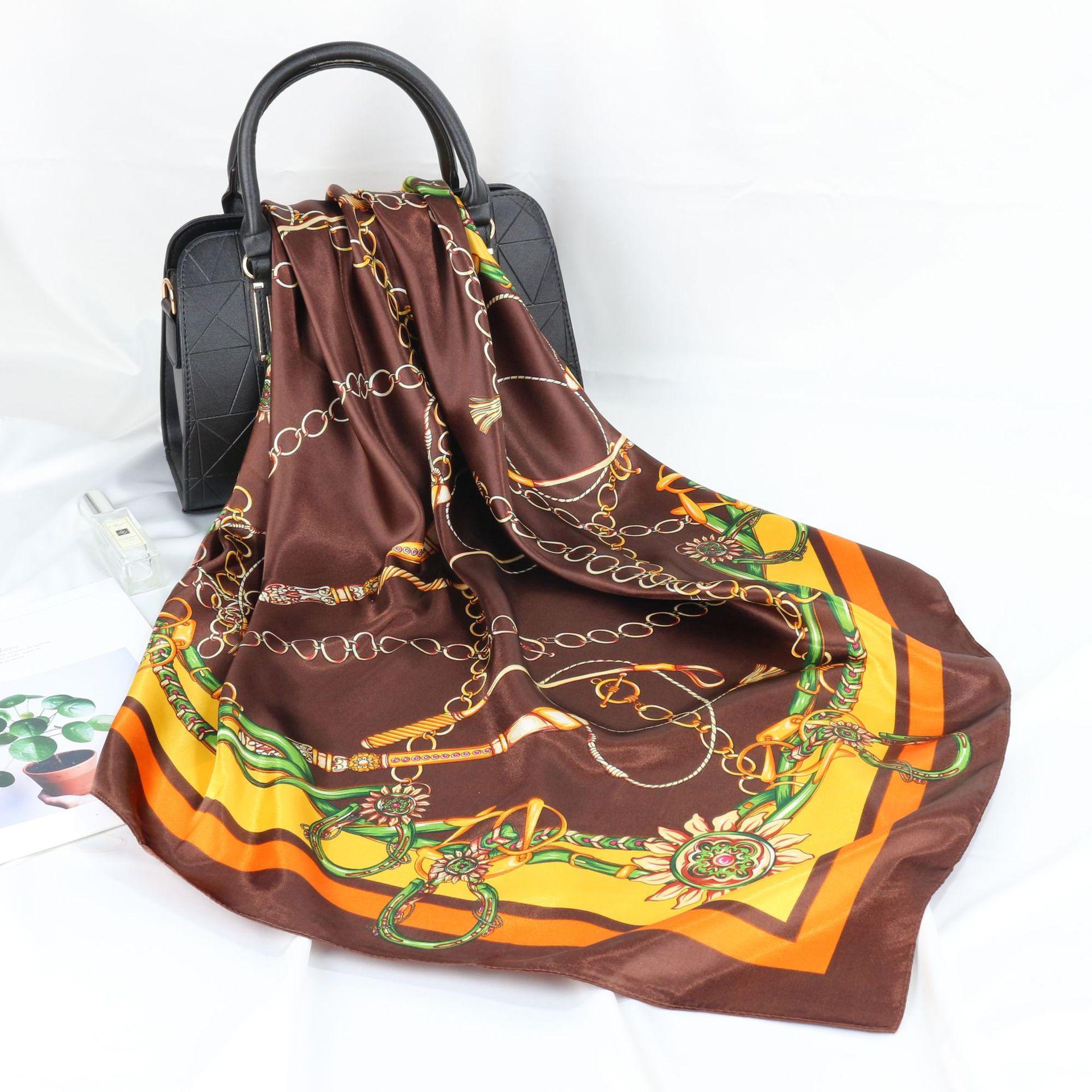 Высококачественные роскошные шелковые шарфы, повязка на голову, шарфы, шейный шарф для женщин, шелковый шарф с цепочкой, женская декоративная шаль 90*90cm
Высококачественные роскошные шелковые шарфы, повязка на голову, шарфы, шейный шарф для женщин, шелковый шарф с цепочкой, женская декоративная шаль 90*90cm