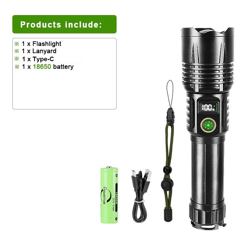 Фонарик с высокой яркостью 1000000 лм, мощный светодиодный фонарик мощностью 120 Вт, масштабируемый фонарь, перезаряжаемый фонарик, самозащитный фонарь B-18650 battery, Type-C
Фонарик с высокой яркостью 1000000 лм, мощный светодиодный фонарик мощностью 120 Вт, масштабируемый фонарь, перезаряжаемый фонарик, самозащитный фонарь B-18650 battery, Type-C