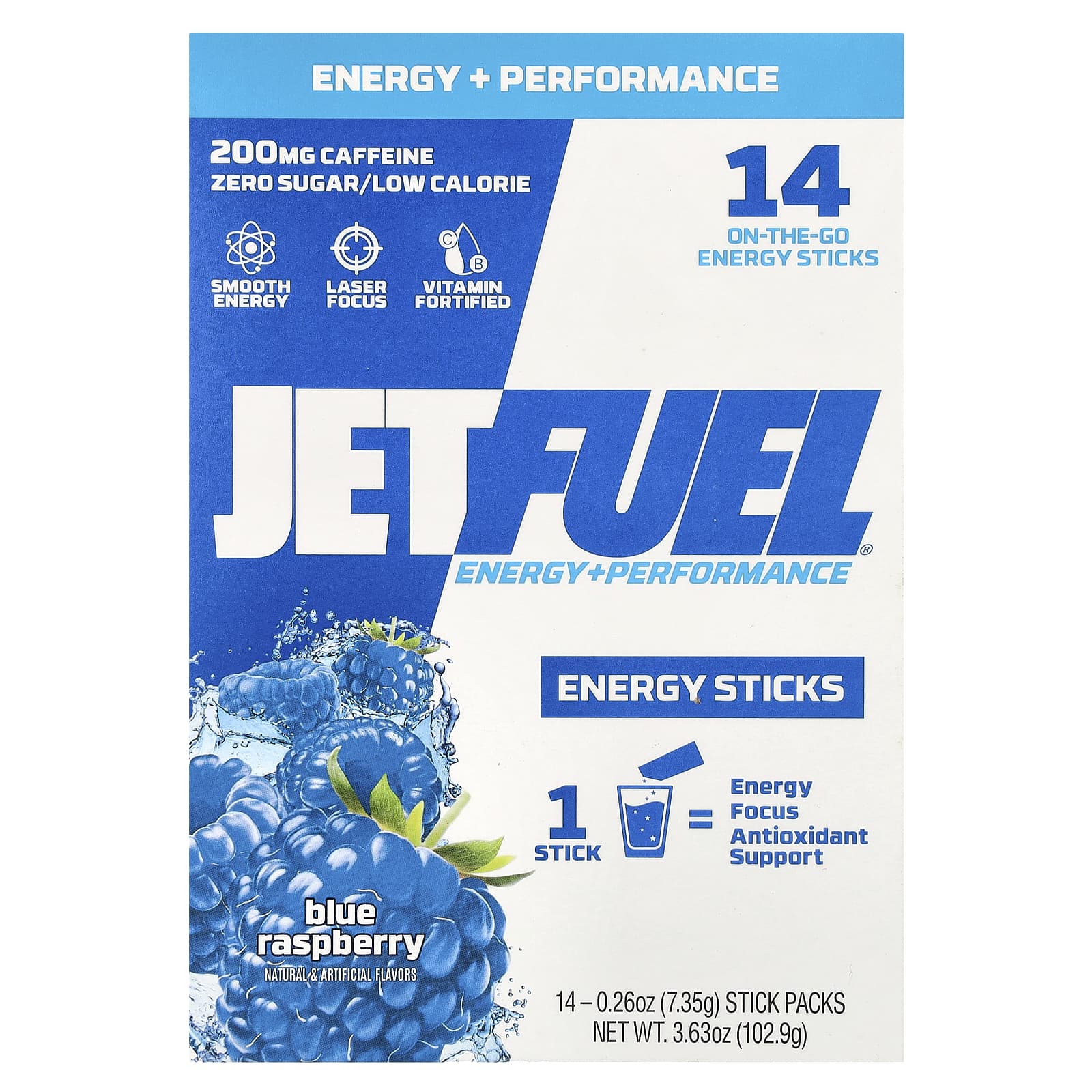 GAT, JetFel® Energy + Performance, Energy Stick, Blue Raspberry, 14 stick packs, 7.35 g (0.26 oz) each
GAT, JetFel® Energy + Performance, Energy Stick, Blue Raspberry, 14 stick packs, 7.35 g (0.26 oz) each