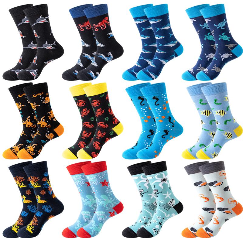 Новые модные мужские носки японские носки Harajuku Happy Cartoon Socks носки с морским коньком, крабом, креветкой, коралловыми носками, трендовые мужские чулки, забавные носки Size Suit For 35-43
Новые модные мужские носки японские носки Harajuku Happy Cartoon Socks носки с морским коньком, крабом, креветкой, коралловыми носками, трендовые мужские чулки, забавные носки Size Suit For 35-43