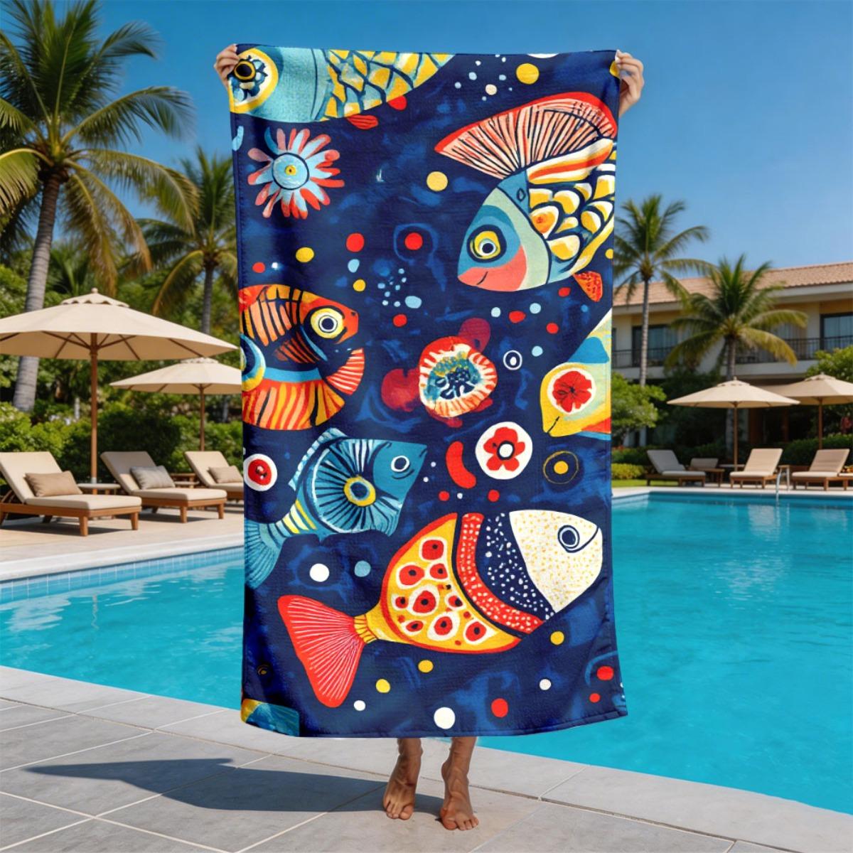 Tropical Ocean Colorful Fish Theme polyester microfiber beach towel is highly absorbent, suitable for swimming and beach outings W40*H60(CM)
Tropical Ocean Colorful Fish Theme polyester microfiber beach towel is highly absorbent, suitable for swimming and beach outings W40*H60(CM)