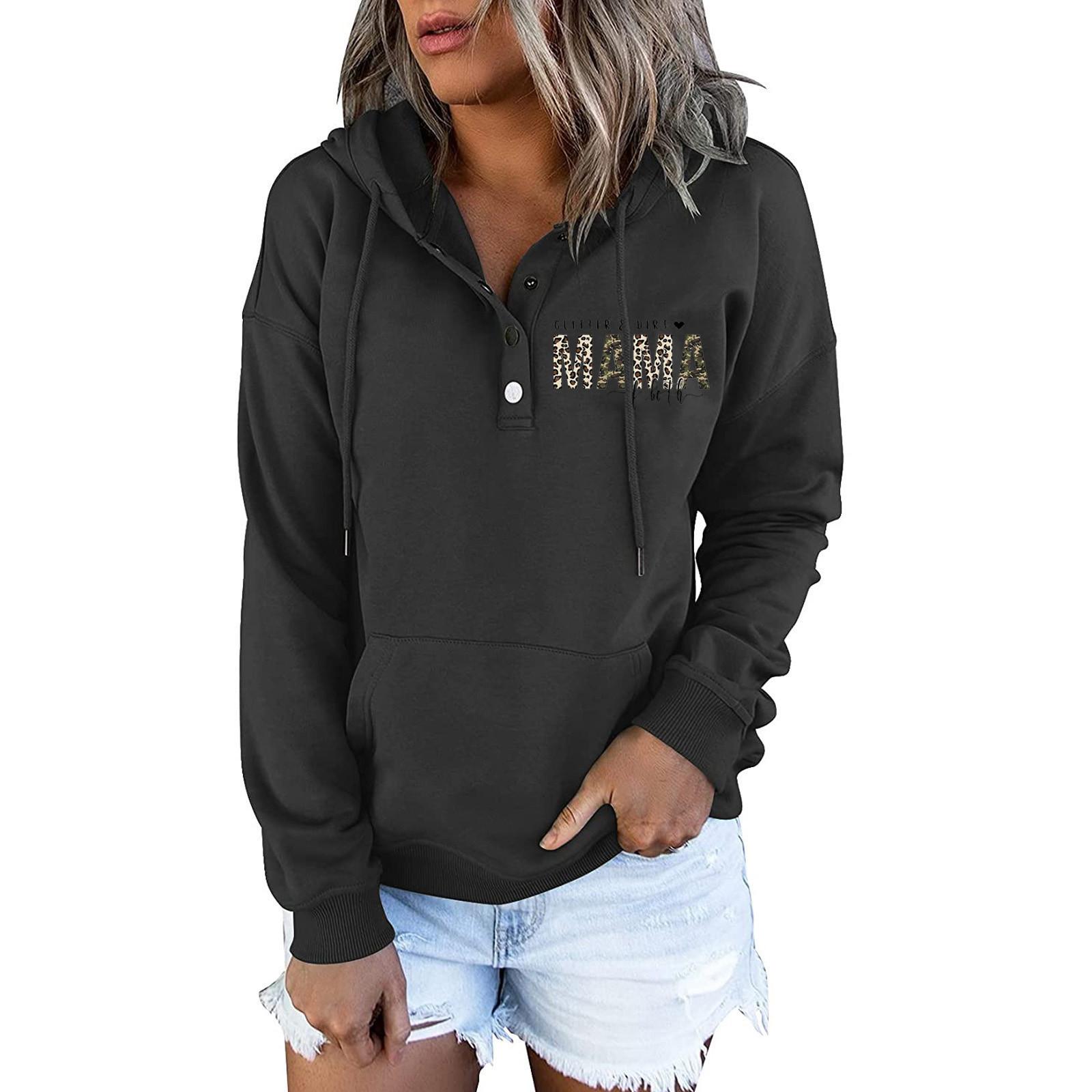 Women s Pullover Hoodies Tops Letter Printing Casual Button Down Long Sleeve Pocket Sweatshirts L
Women s Pullover Hoodies Tops Letter Printing Casual Button Down Long Sleeve Pocket Sweatshirts L