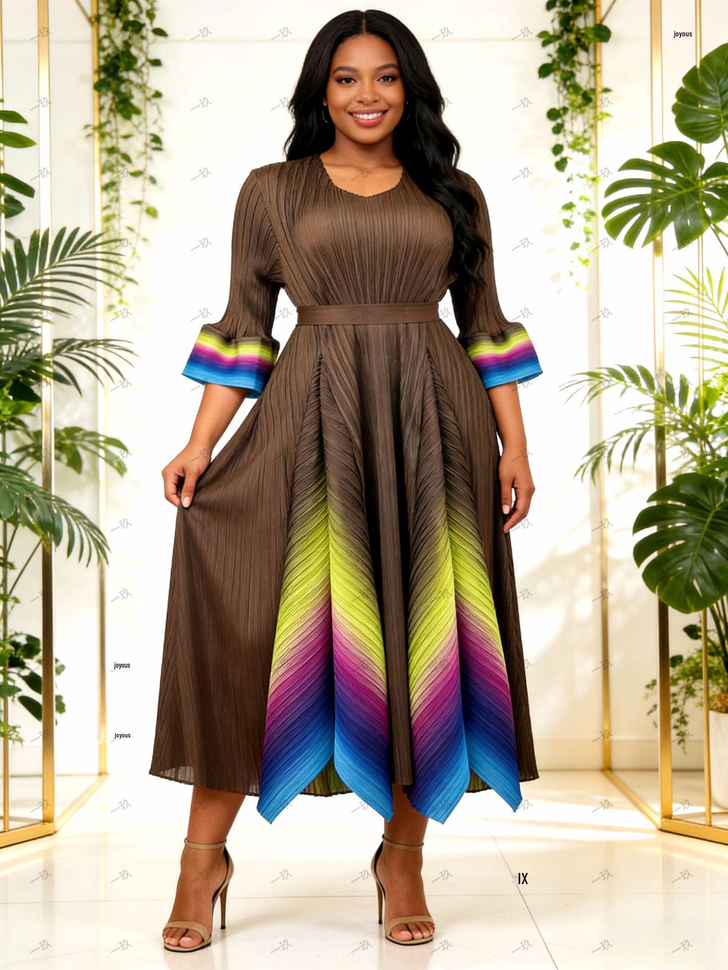 Miyake Plus Size Elegant Gradient Pleated Dress for Women - European & African Style One Size (80-200 jin)
Miyake Plus Size Elegant Gradient Pleated Dress for Women - European & African Style One Size (80-200 jin)