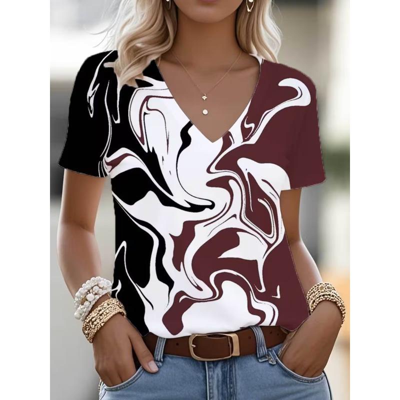 Flower and leaf print V-neck women s short-sleeved T-shirt 5XL
Flower and leaf print V-neck women s short-sleeved T-shirt 5XL