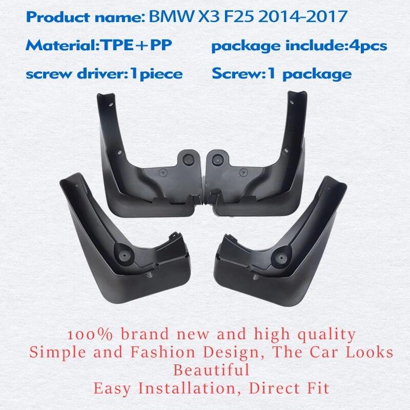 Передние и задние 4 шт. 2014 2015 2016 2017 для BMW X3 F25 брызговики Fender брызговики брызговики автомобильные аксессуары
Передние и задние 4 шт. 2014 2015 2016 2017 для BMW X3 F25 брызговики Fender брызговики брызговики автомобильные аксессуары