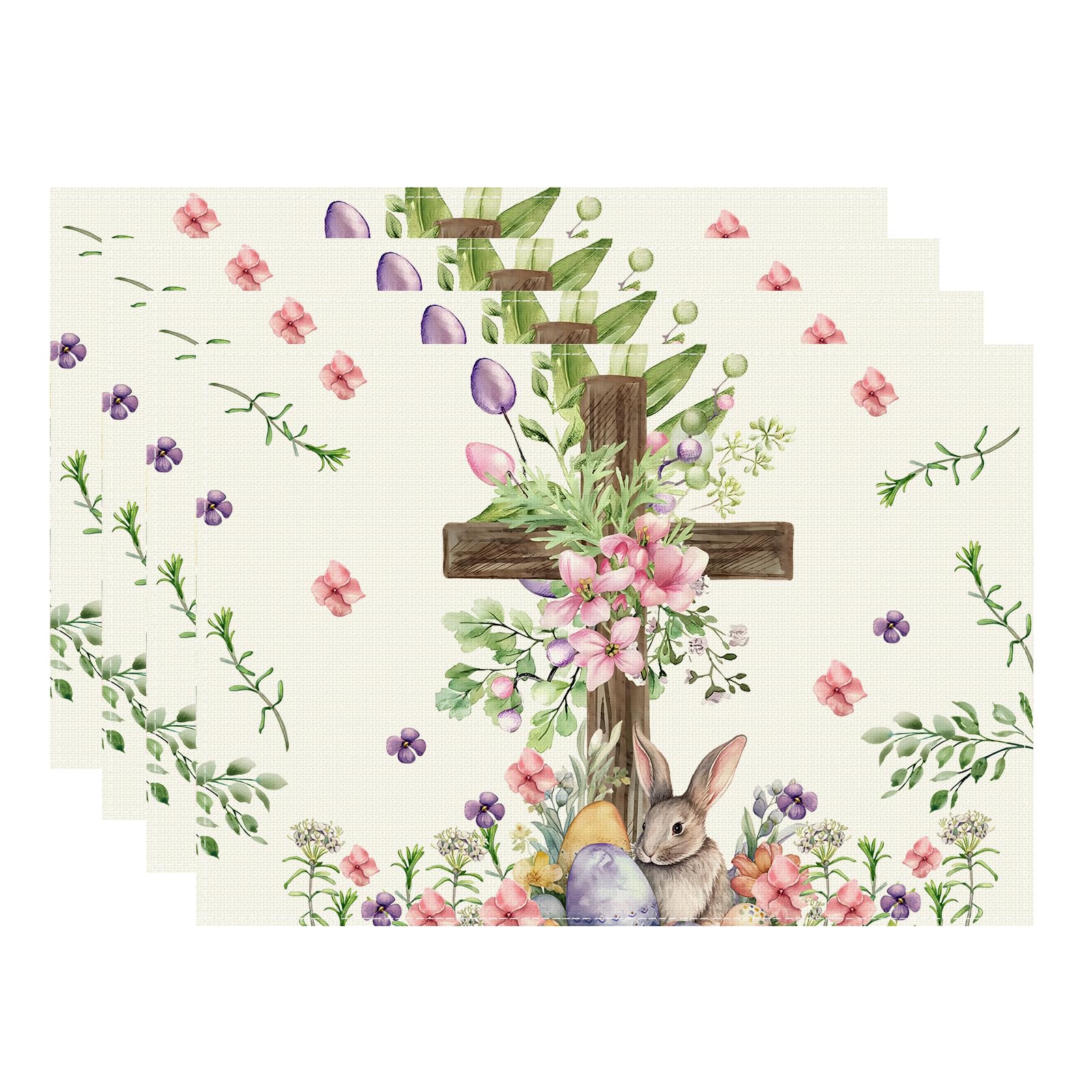 Watercolor Bunny Cross Colorful Eggs Flowers Leaves Rabbits Easter Placemats Set of 4 Table Mats Placemats Set of 4 (12x18 Inch)
Watercolor Bunny Cross Colorful Eggs Flowers Leaves Rabbits Easter Placemats Set of 4 Table Mats Placemats Set of 4 (12x18 Inch)