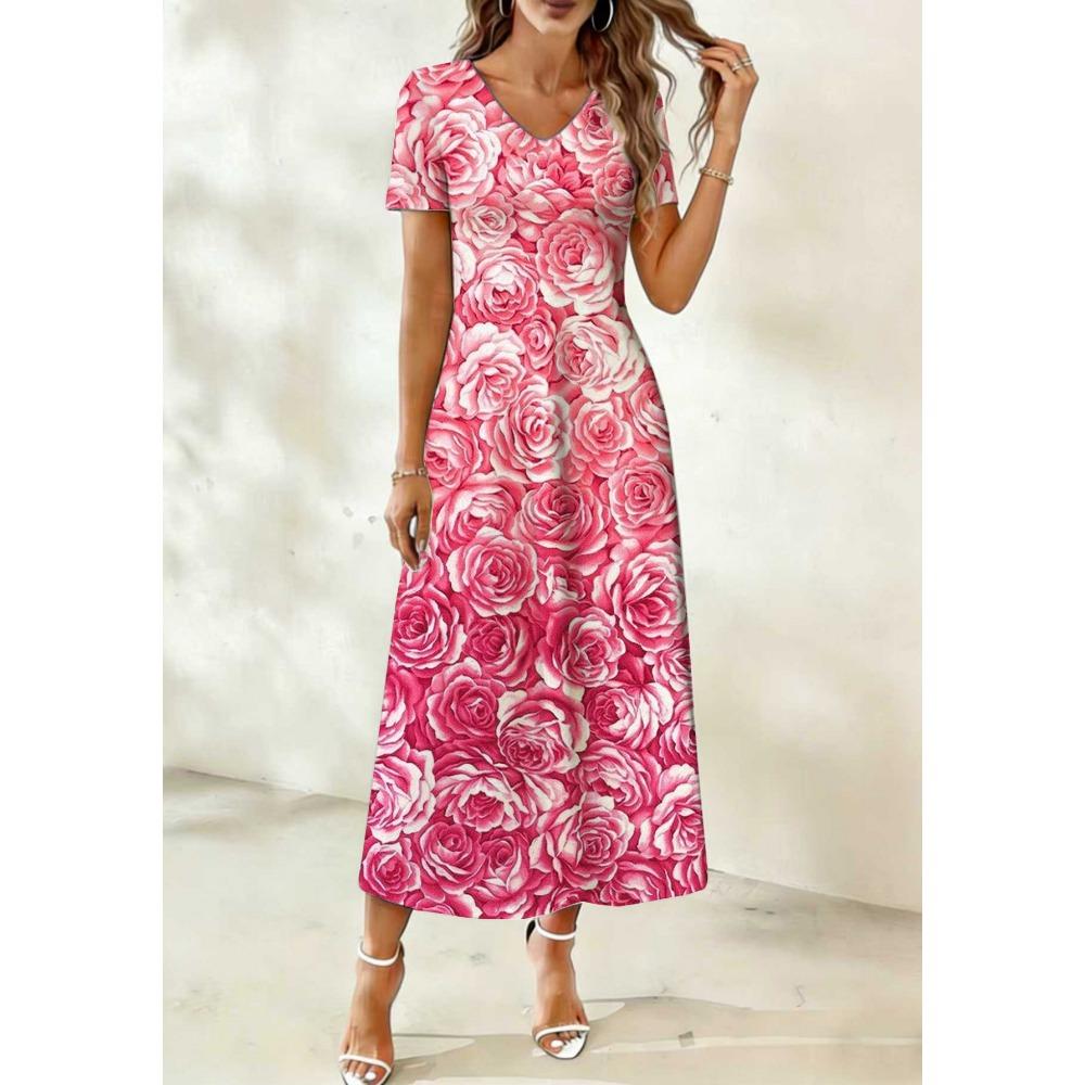 V-neck short-sleeve long dress with a rich red-pink gradient rose all-over print 5XL
V-neck short-sleeve long dress with a rich red-pink gradient rose all-over print 5XL