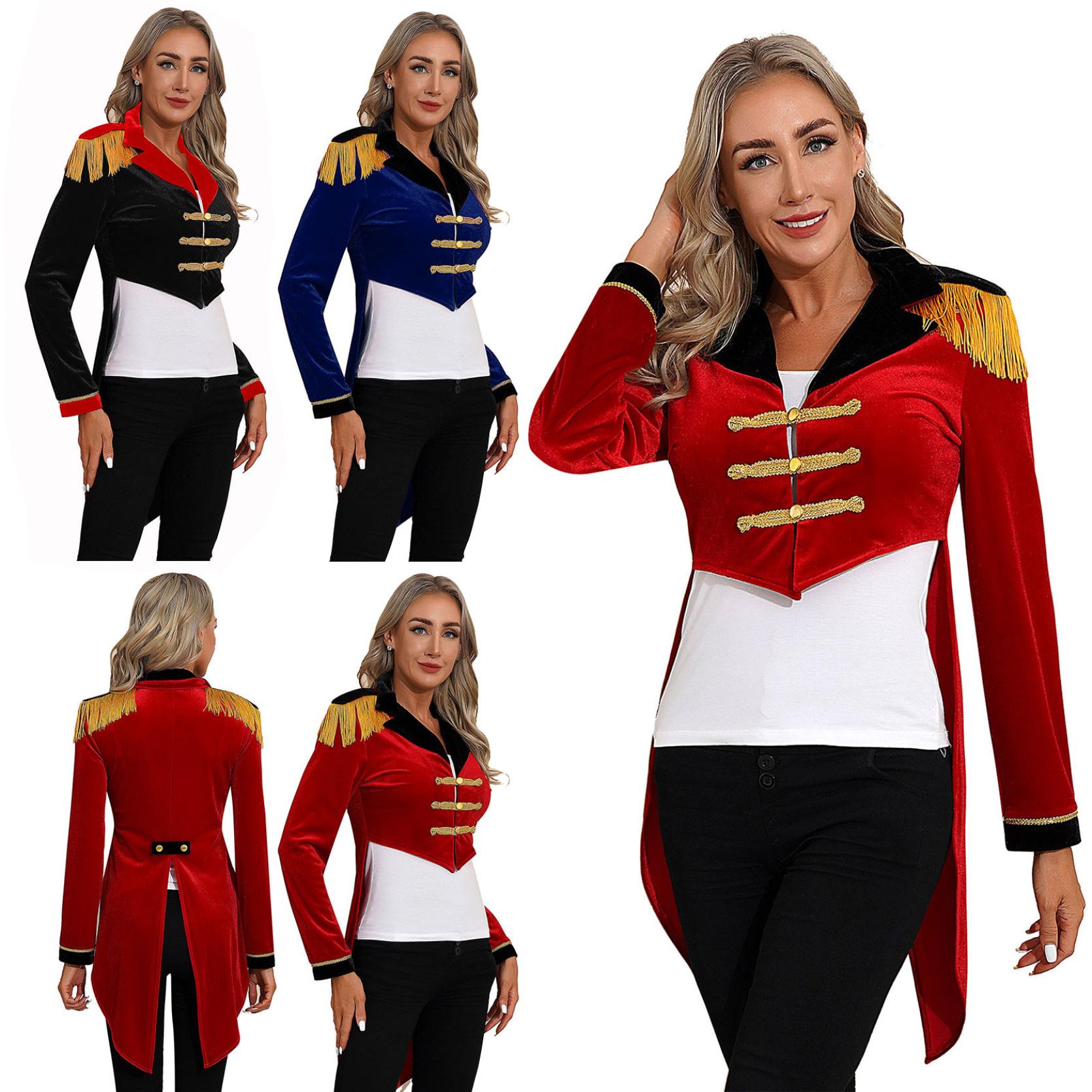 Женский цирковой фрак Ringmaster, цветной блок, сценическая куртка, фрак для Хэллоуина
Женский цирковой фрак Ringmaster, цветной блок, сценическая куртка, фрак для Хэллоуина